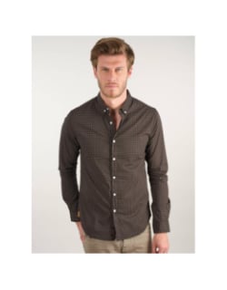 Chemise imprimée bogart noir marron homme - Deeluxe