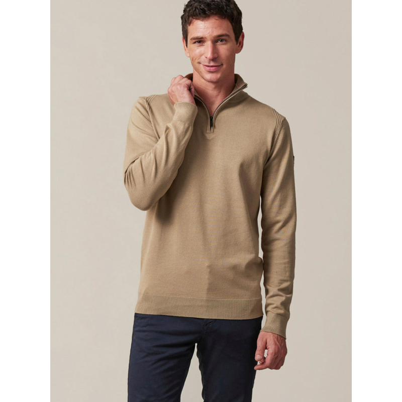 Pull à col zippé almanach marron homme - Deeluxe