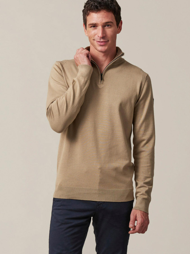 Pull à col zippé almanach marron homme - Deeluxe