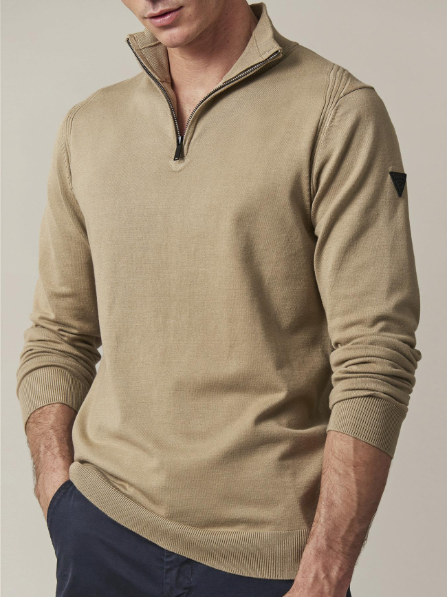 Pull à col zippé almanach marron homme - Deeluxe