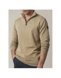 Pull à col zippé almanach marron homme - Deeluxe