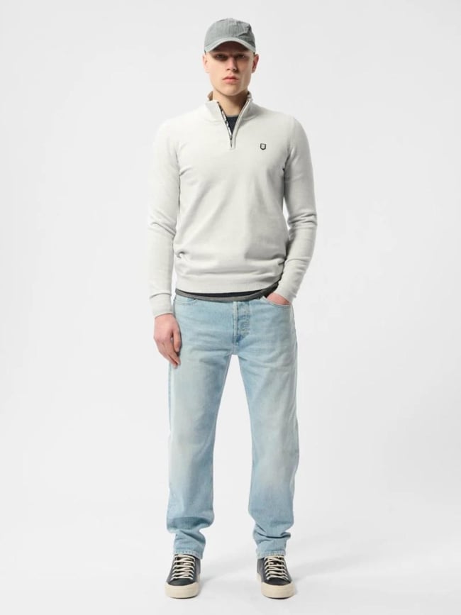 Pull col zippé marty gris homme - Teddy Smith