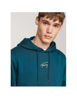 Sweat à capuche signature dorée bleu homme - Tommy Jeans