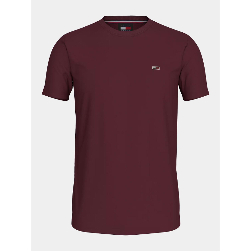 T-shirt ajusté logo badge bordeaux homme - Tommy Jeans