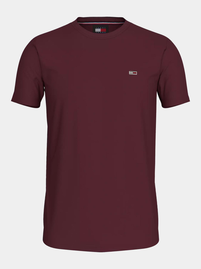 T-shirt ajusté logo badge bordeaux homme - Tommy Jeans