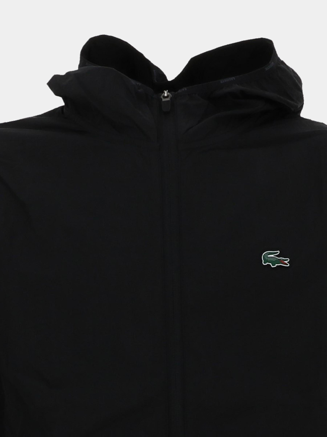 Veste zippée à capuche coupe vent noir homme - Lacoste