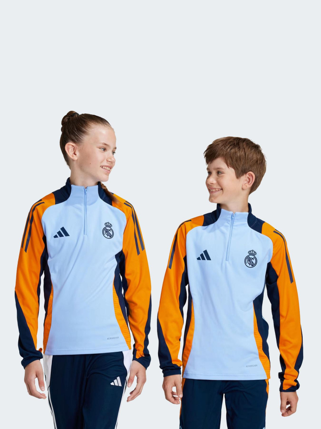 Haut d'entrainement foot real madrid 24/25 bleu enfant - Adidas