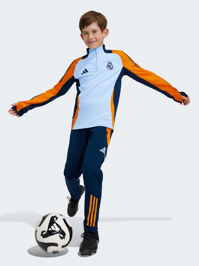 Haut d'entrainement foot real madrid 24/25 bleu enfant - Adidas