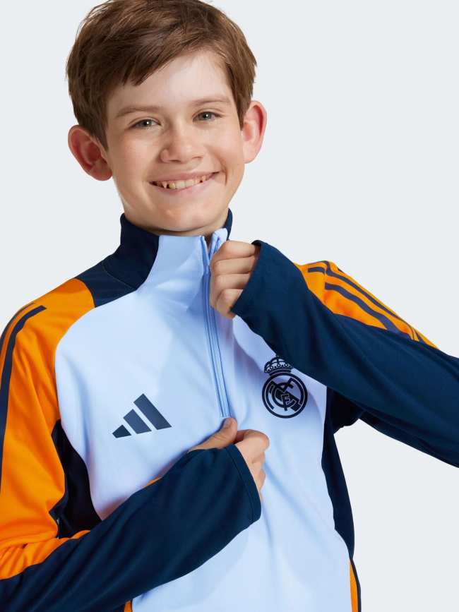 Haut d'entrainement foot real madrid 24/25 bleu enfant - Adidas