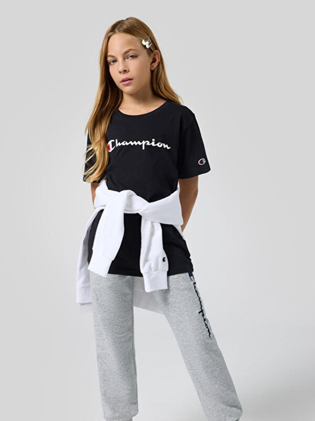 T-shirt à manches courtes crewneck logo noir enfant - Champion