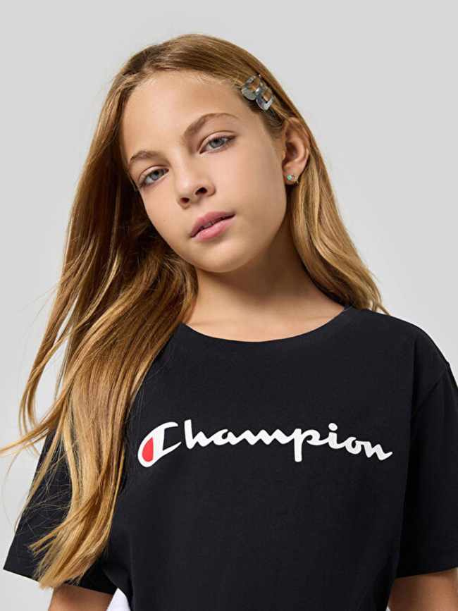 T shirt a manches courtes crewneck logo noir enfant Champion wimod