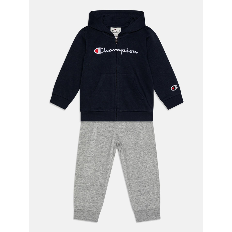 Ensemble sweat zippé capuche et jogging bleu gris enfant - Champions