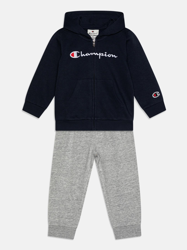 Ensemble sweat zippé capuche et jogging bleu gris enfant - Champions