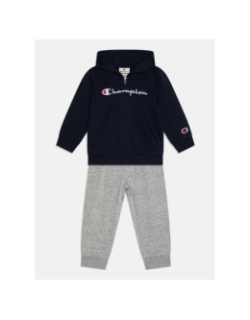 Ensemble sweat zippé capuche et jogging bleu gris enfant - Champions