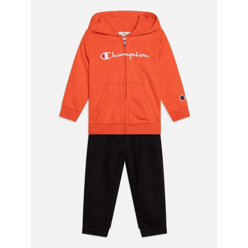 Ensemble sweat zippé et jogging orange et noir bébé - Champion