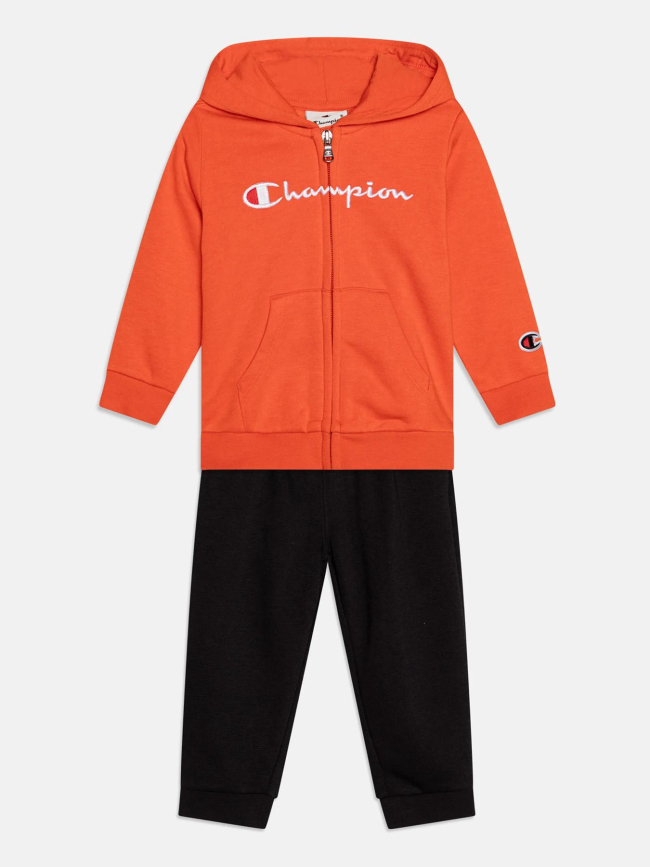 Ensemble sweat zippe et jogging orange et noir bebe Champion wimod