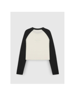 T-shirt manches longues crop anna blanc noir fille - Teddy Smith