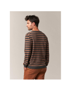 Pull rayé shot gris anthracite marron homme - Deeluxe