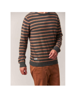 Pull rayé shot gris anthracite marron homme - Deeluxe