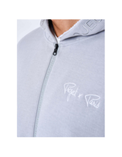 Sweat à capuche zippé logo gris homme - Project X Paris