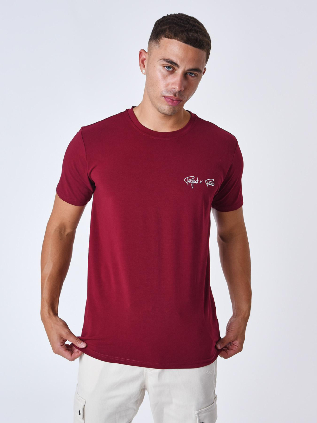 T-shirt logo brodé bordeaux homme - Project X Paris