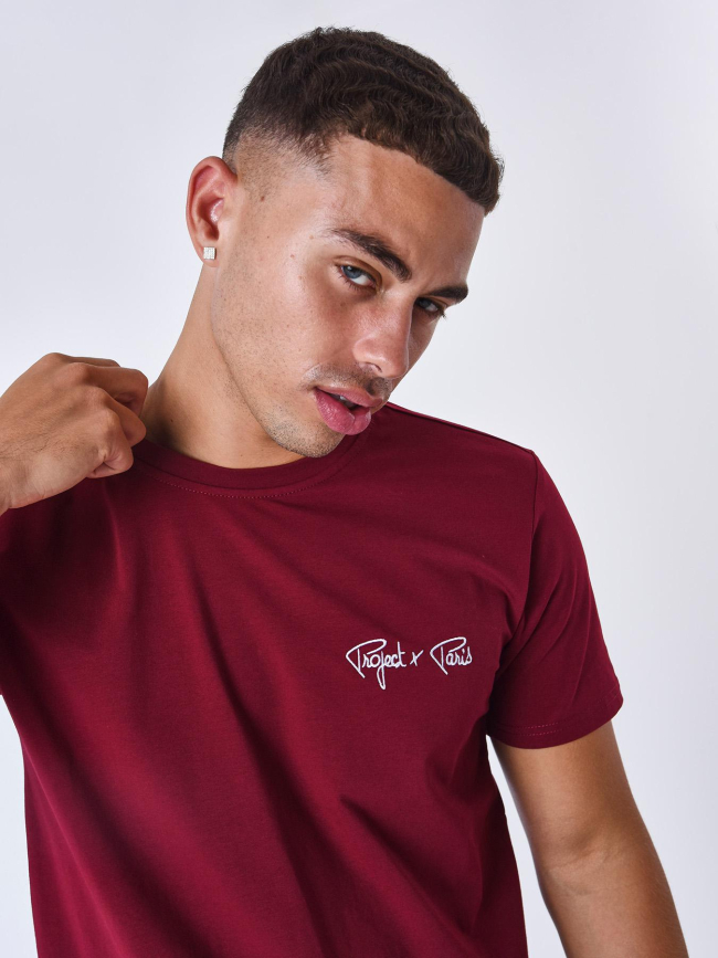 T-shirt logo brodé bordeaux homme - Project X Paris