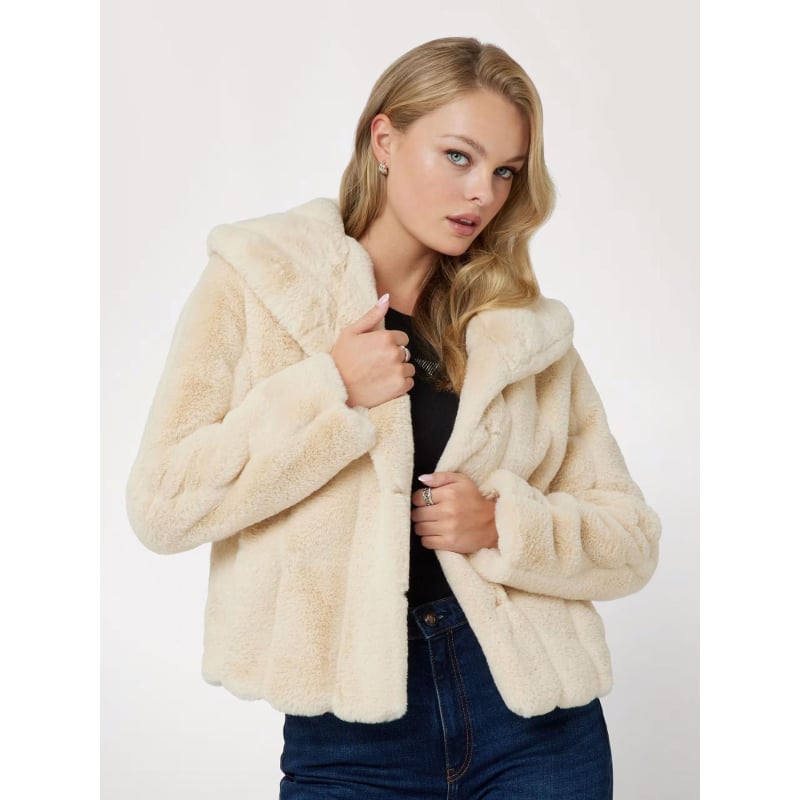 Veste fausse fourrure new sophy beige femme - Guess