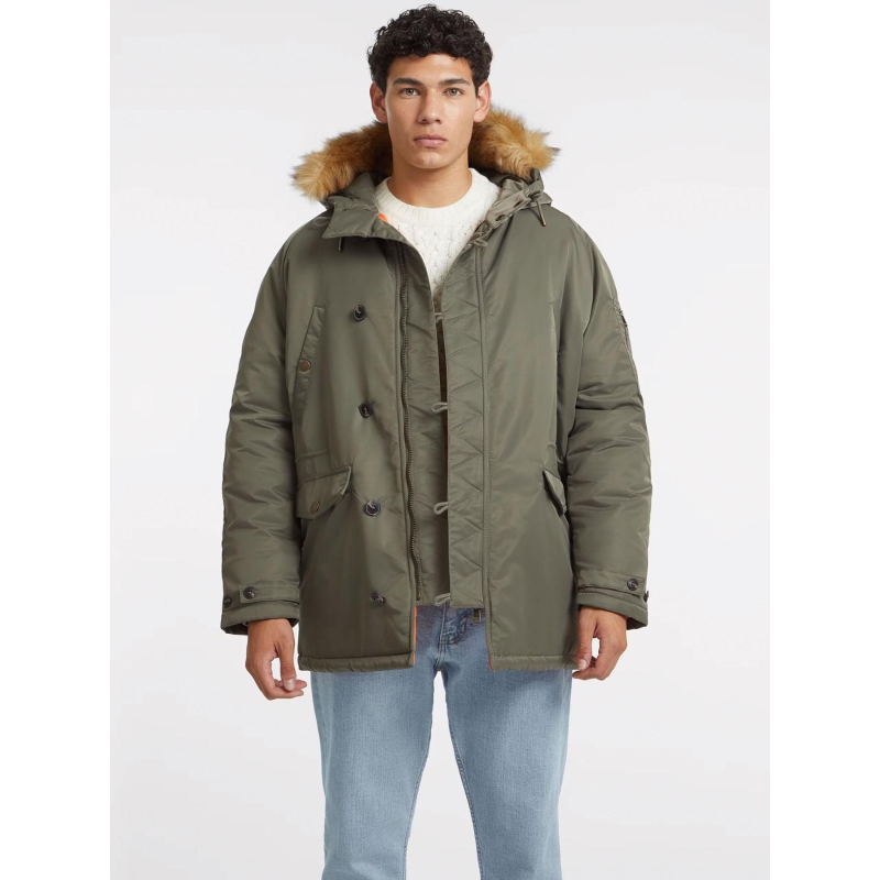 Blouson parka multi poche kaki homme - Guess