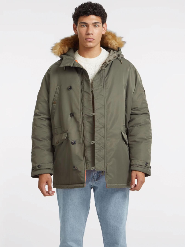 Blouson parka multi poche kaki homme - Guess