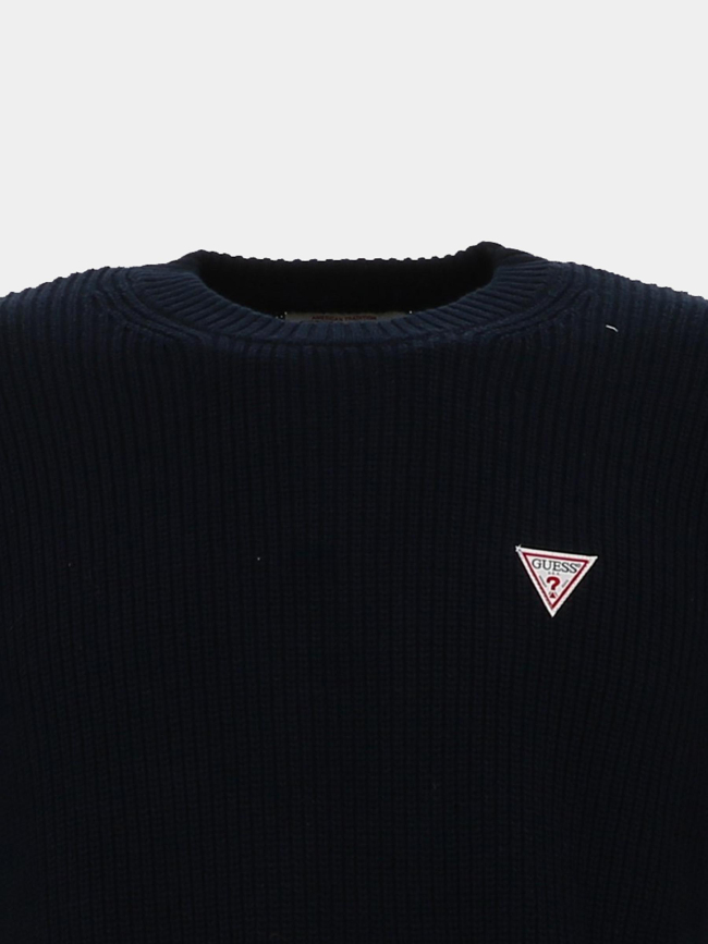 Pull logo triangle bleu marine homme - Guess