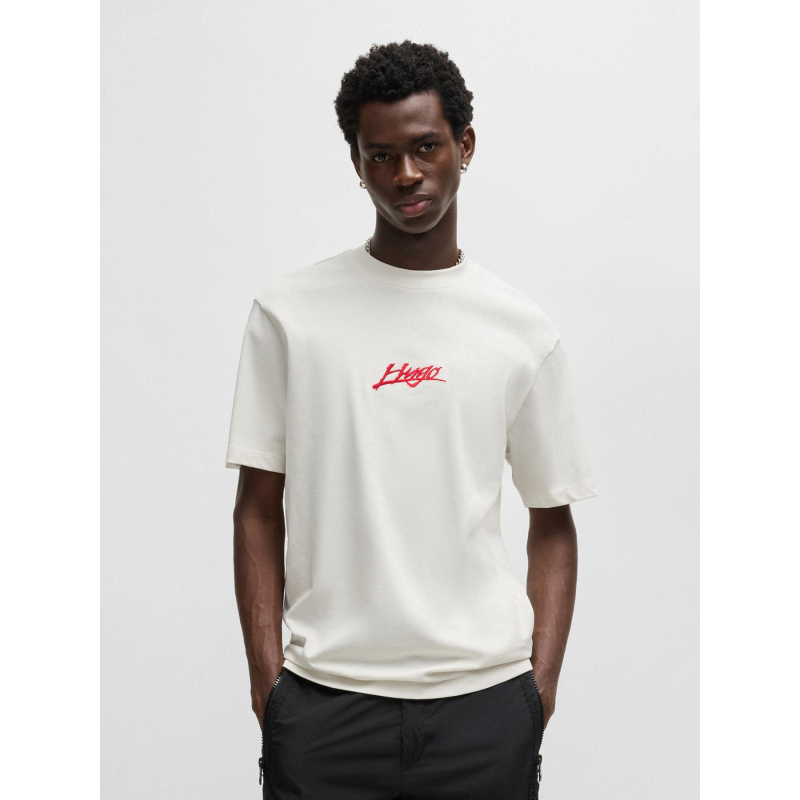 T-shirt ample logo rouge beige homme - Hugo