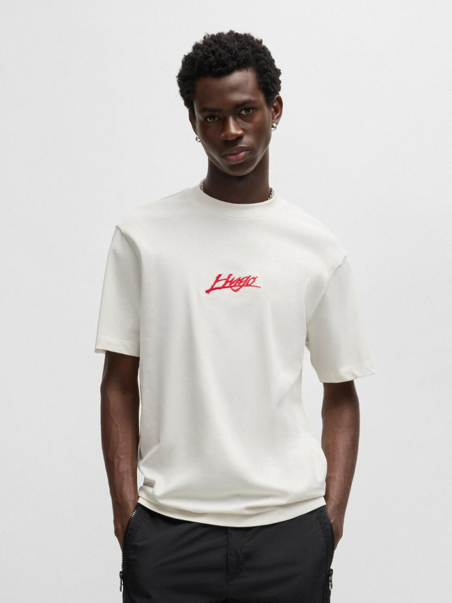 T-shirt ample logo rouge beige homme - Hugo