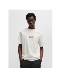 T-shirt ample logo rouge beige homme - Hugo