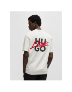 T-shirt ample logo rouge beige homme - Hugo