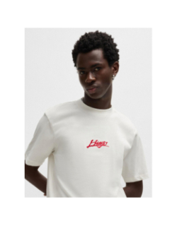 T-shirt ample logo rouge beige homme - Hugo