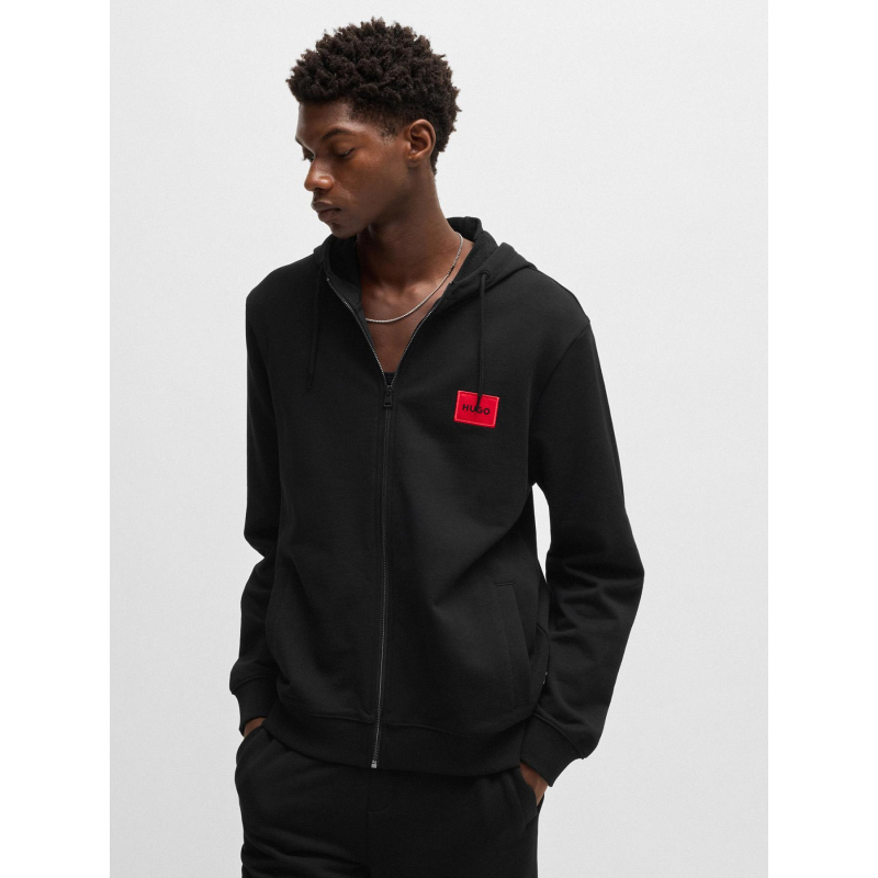 Sweat zippé à capuche daple noir homme - Hugo