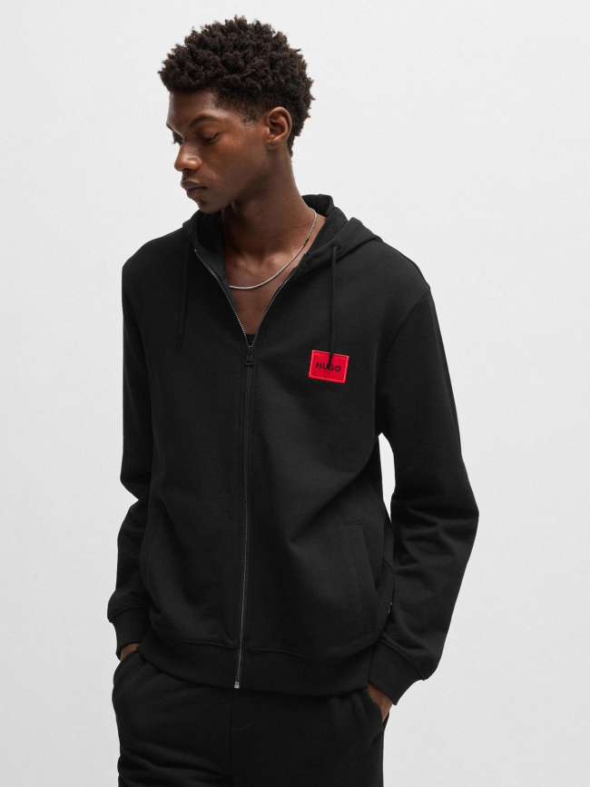 Sweat zippé à capuche daple noir homme - Hugo