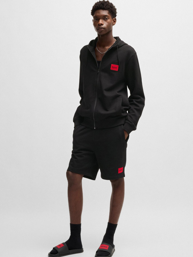 Sweat zippé à capuche daple noir homme - Hugo