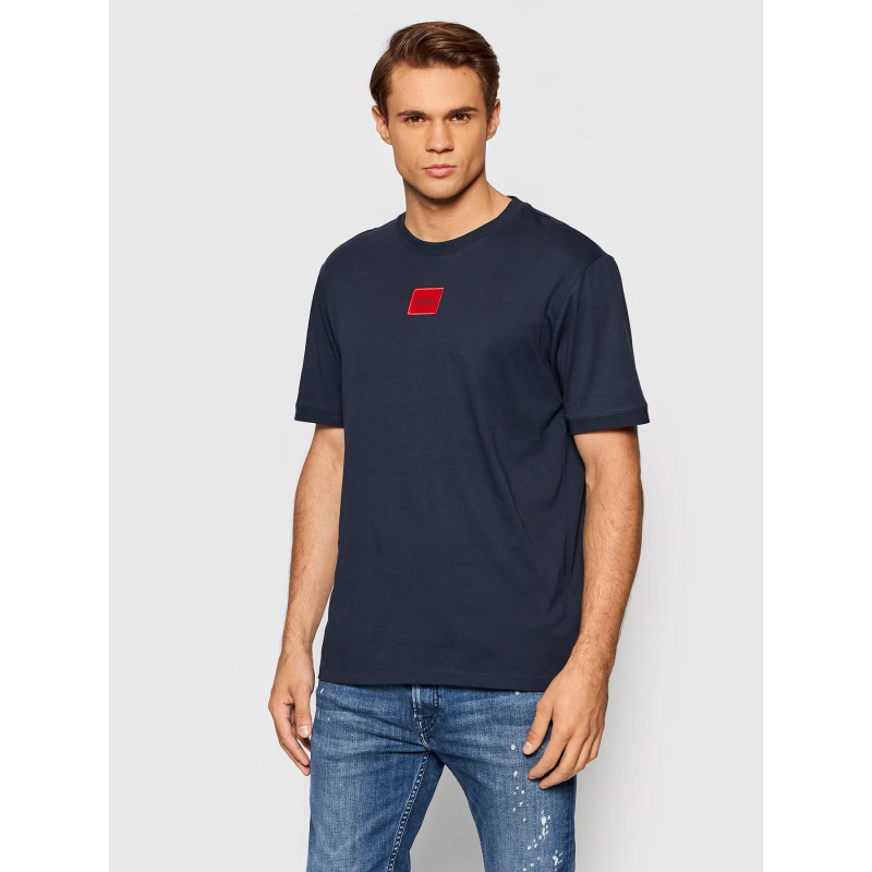 T-shirt uni logo diragolino bleu marine homme - Hugo