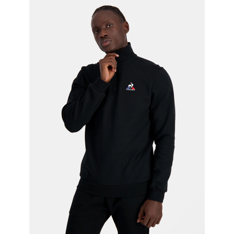 Sweat à col zippé logo noir homme - Le Coq Sportif