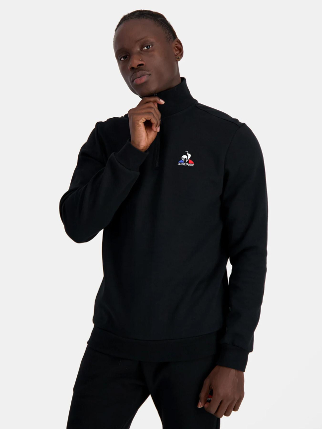 Sweat à col zippé logo noir homme - Le Coq Sportif