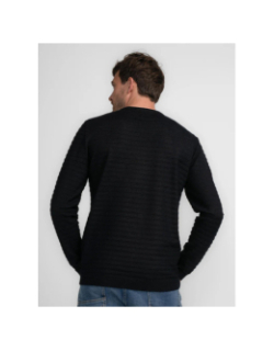 Pull col rond rayure relief noir homme - Petrol Industries