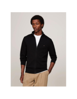 Pull zippé avec cachemire à col haut noir homme - Tommy Hilfiger