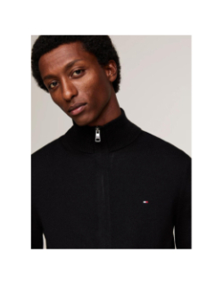 Pull zippé avec cachemire à col haut noir homme - Tommy Hilfiger