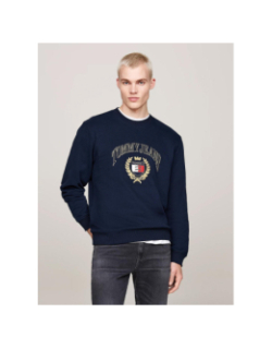 Sweat col ras-du-cou logo brodé bleu marine homme - Tommy Jeans