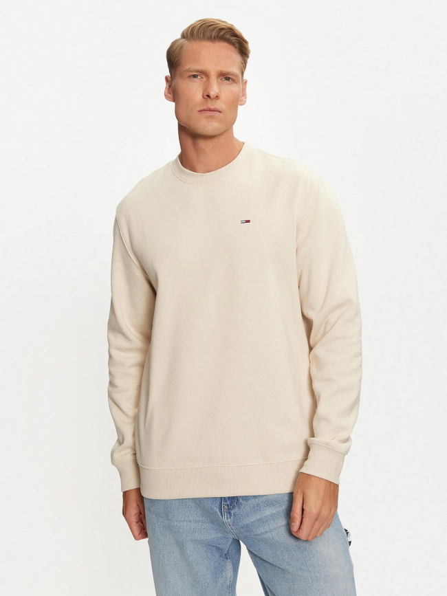 Sweat uni regular logo beige homme - Teddy Smith