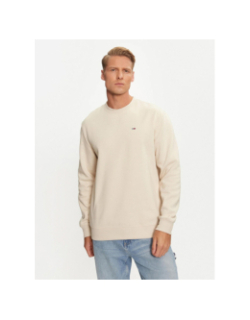 Sweat uni regular logo beige homme - Teddy Smith