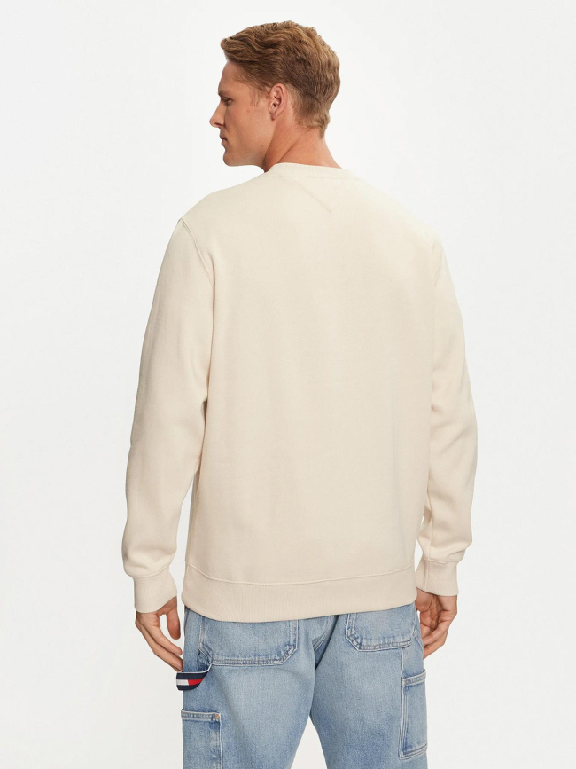 Sweat uni regular logo beige homme - Teddy Smith