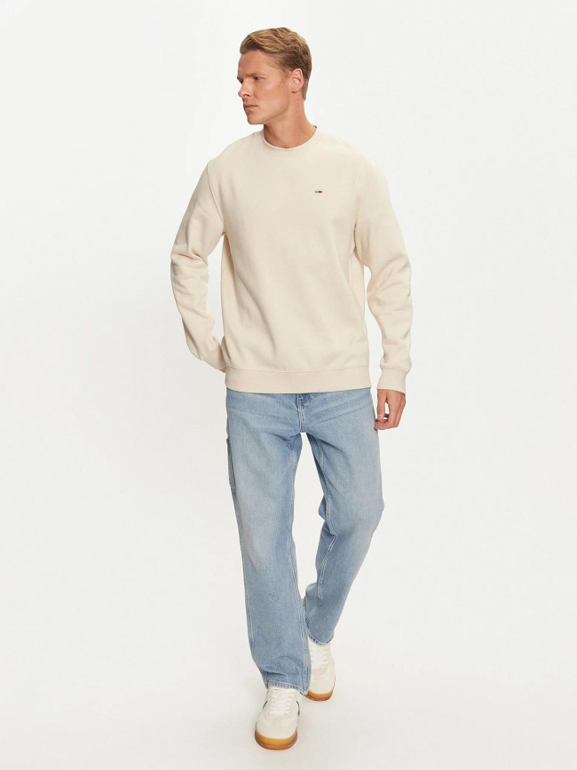 Sweat uni regular logo beige homme - Teddy Smith