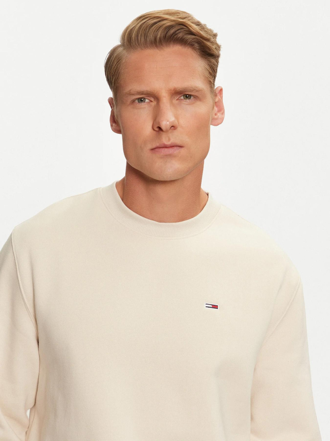 Sweat uni regular logo beige homme - Teddy Smith